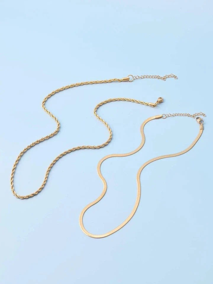 Milas Twisted & Snake Chain Necklace Combo