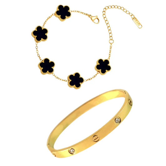 Love Cartier & Black Clover Bracelet Stack Set