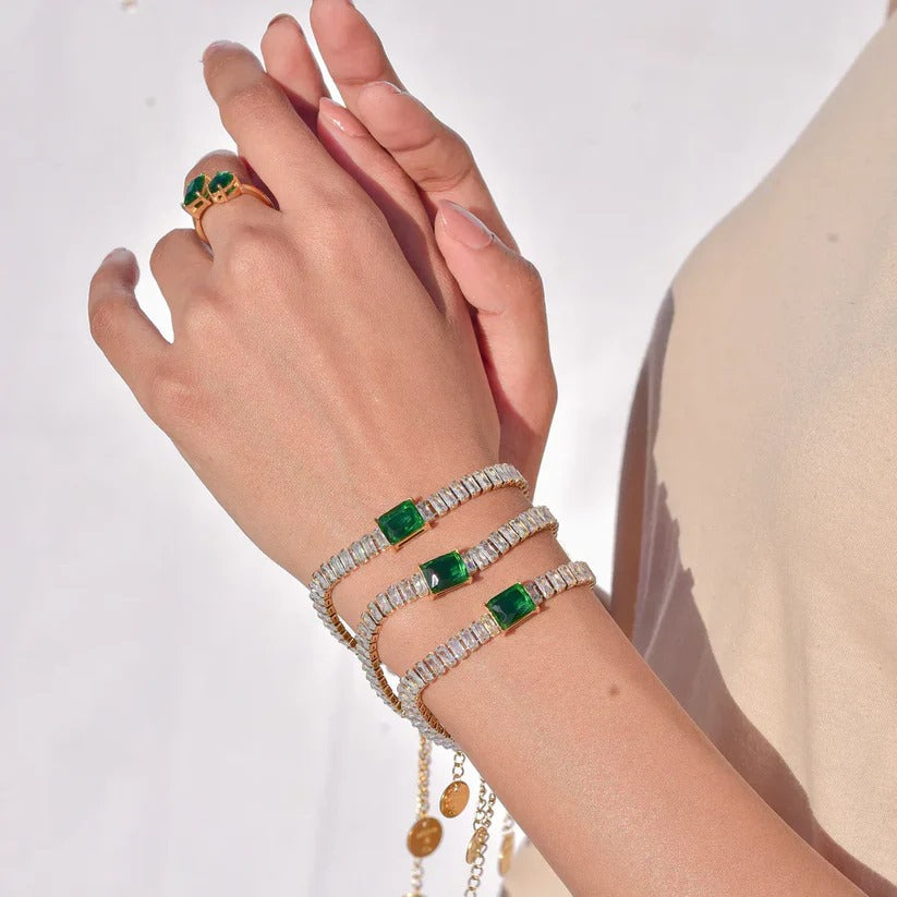 Emerald Bracelet And Rowena Bracelet Stack