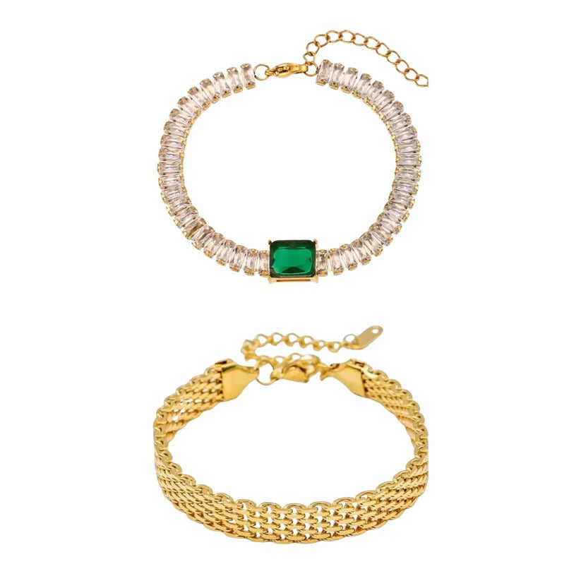 Emerald Bracelet And Rowena Bracelet Stack