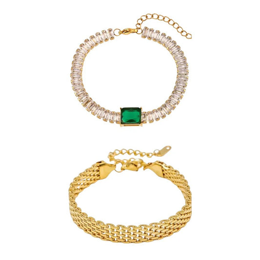 Emerald Bracelet And Rowena Bracelet Stack